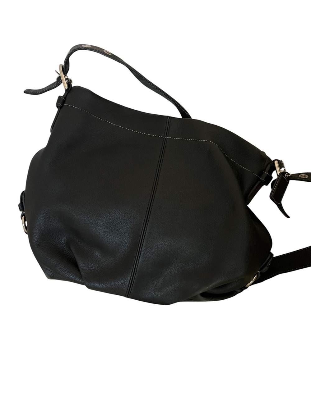 Coach Classic Black Leather Shoulder Bag, C1120- F15064, Approx 14”wx11”x4”